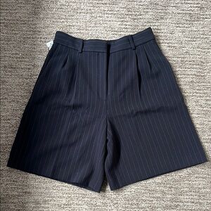 Aritzia Pinstripe Pleated Bermuda Shorts